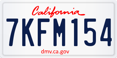 CA license plate 7KFM154