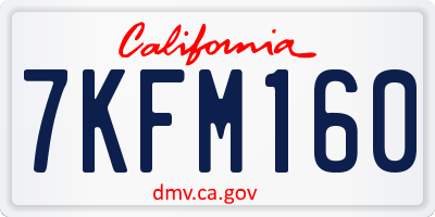 CA license plate 7KFM160
