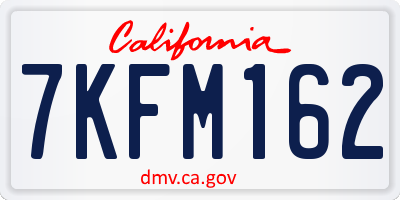 CA license plate 7KFM162