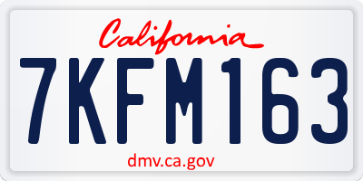 CA license plate 7KFM163