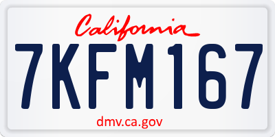 CA license plate 7KFM167