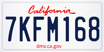 CA license plate 7KFM168