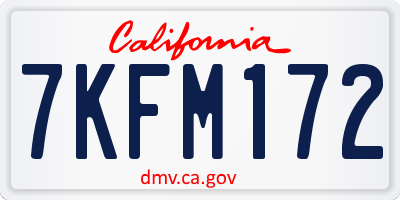 CA license plate 7KFM172