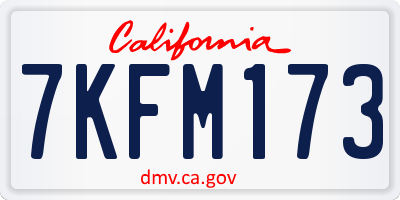 CA license plate 7KFM173