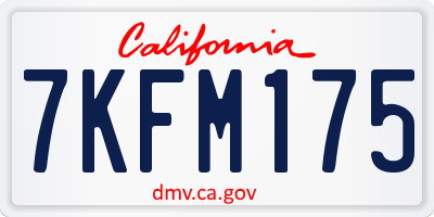 CA license plate 7KFM175