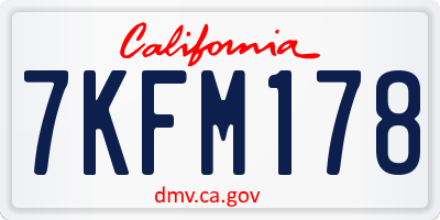CA license plate 7KFM178