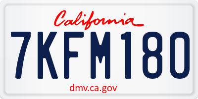 CA license plate 7KFM180
