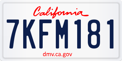 CA license plate 7KFM181