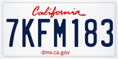 CA license plate 7KFM183