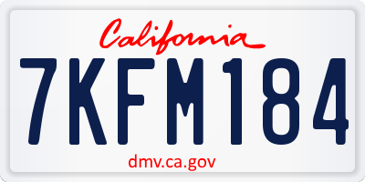 CA license plate 7KFM184