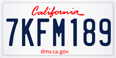 CA license plate 7KFM189