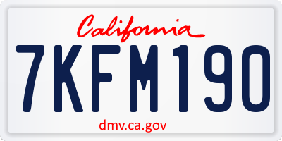 CA license plate 7KFM190