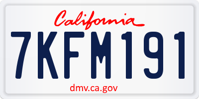 CA license plate 7KFM191