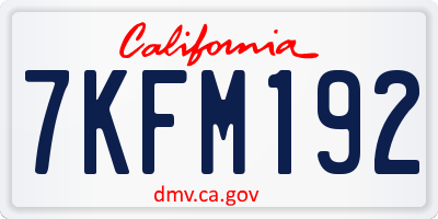 CA license plate 7KFM192