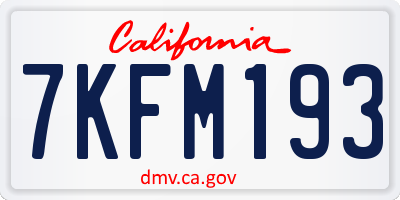CA license plate 7KFM193