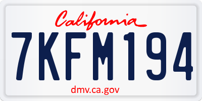 CA license plate 7KFM194