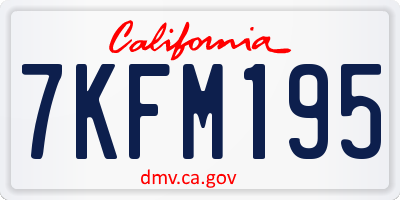 CA license plate 7KFM195