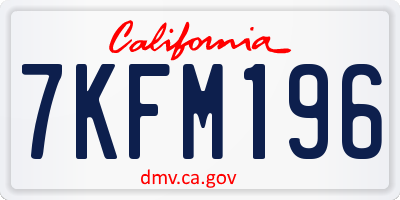CA license plate 7KFM196