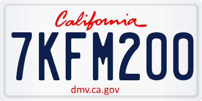 CA license plate 7KFM200