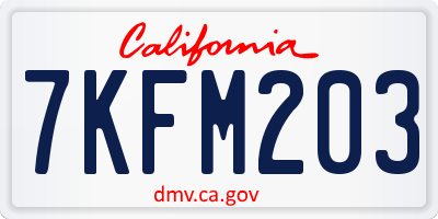 CA license plate 7KFM203
