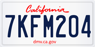 CA license plate 7KFM204
