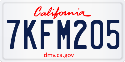 CA license plate 7KFM205