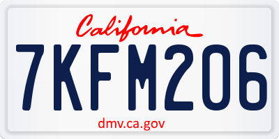 CA license plate 7KFM206