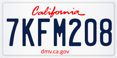 CA license plate 7KFM208