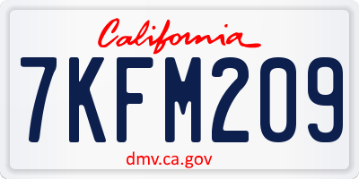CA license plate 7KFM209