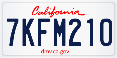 CA license plate 7KFM210