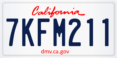 CA license plate 7KFM211