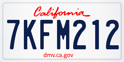 CA license plate 7KFM212