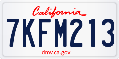 CA license plate 7KFM213