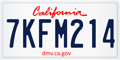 CA license plate 7KFM214
