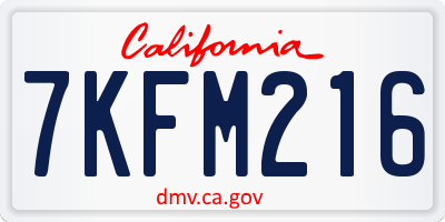 CA license plate 7KFM216