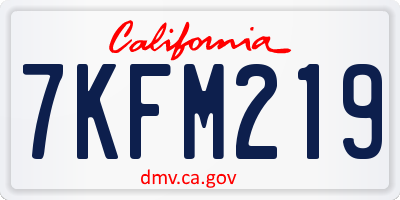 CA license plate 7KFM219