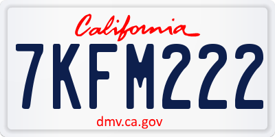 CA license plate 7KFM222