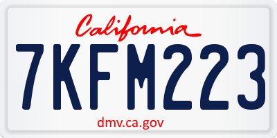 CA license plate 7KFM223