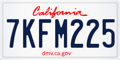 CA license plate 7KFM225