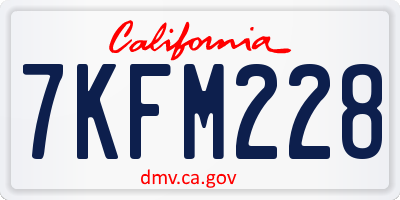 CA license plate 7KFM228