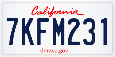 CA license plate 7KFM231