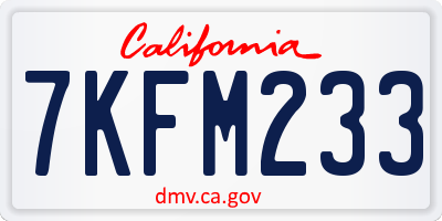 CA license plate 7KFM233
