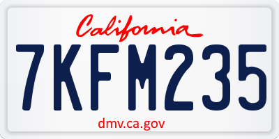 CA license plate 7KFM235