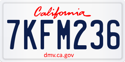 CA license plate 7KFM236