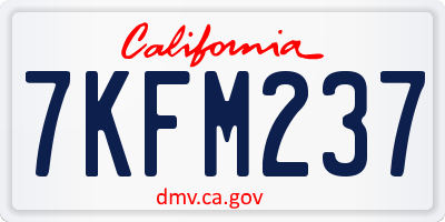 CA license plate 7KFM237