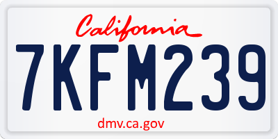 CA license plate 7KFM239