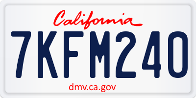 CA license plate 7KFM240