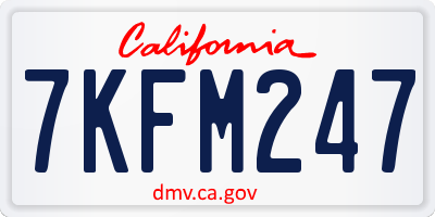 CA license plate 7KFM247