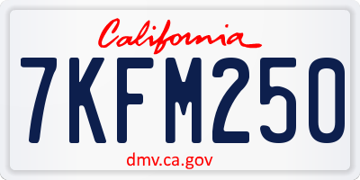 CA license plate 7KFM250