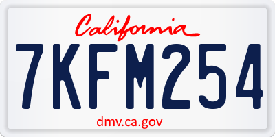 CA license plate 7KFM254